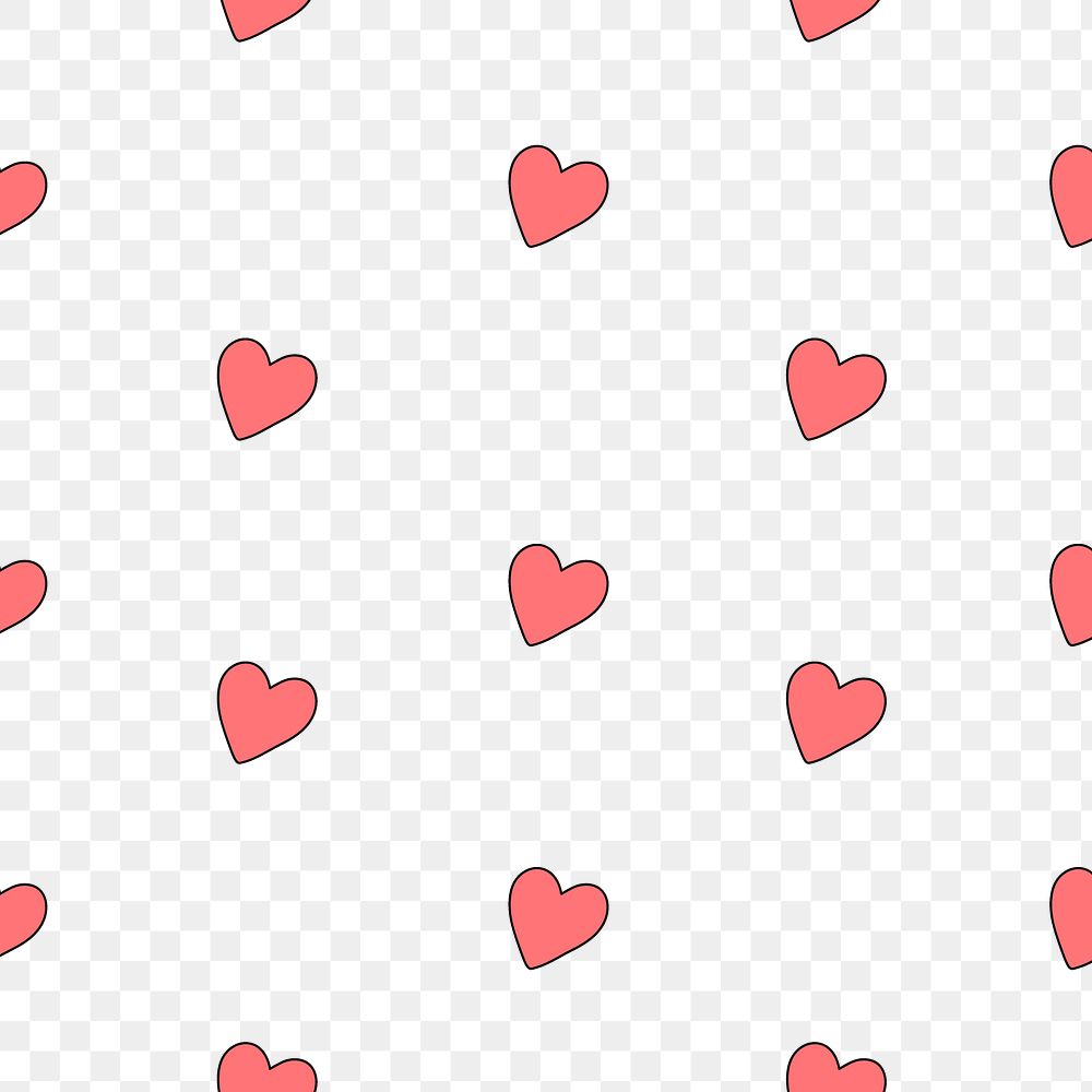 Heart png pattern, transparent background, seamless social media doodle