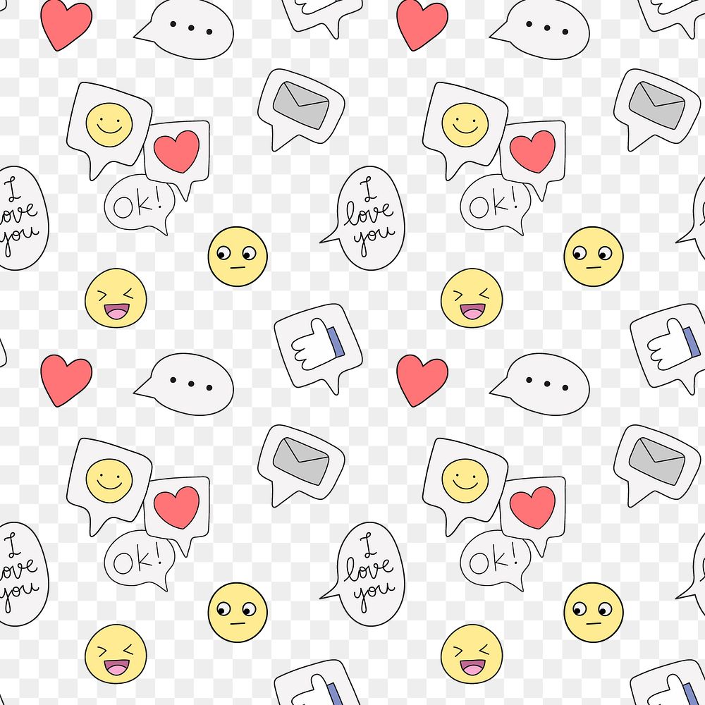 Social media png background, emoticon doodle pattern