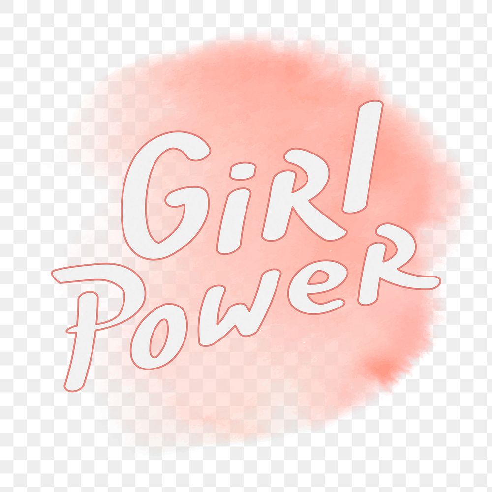 Girl power png typography sticker, watercolor design on transparent background