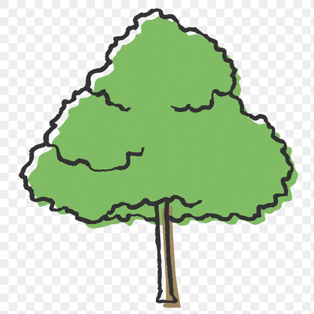 Ash tree png collage element, line art design on transparent background