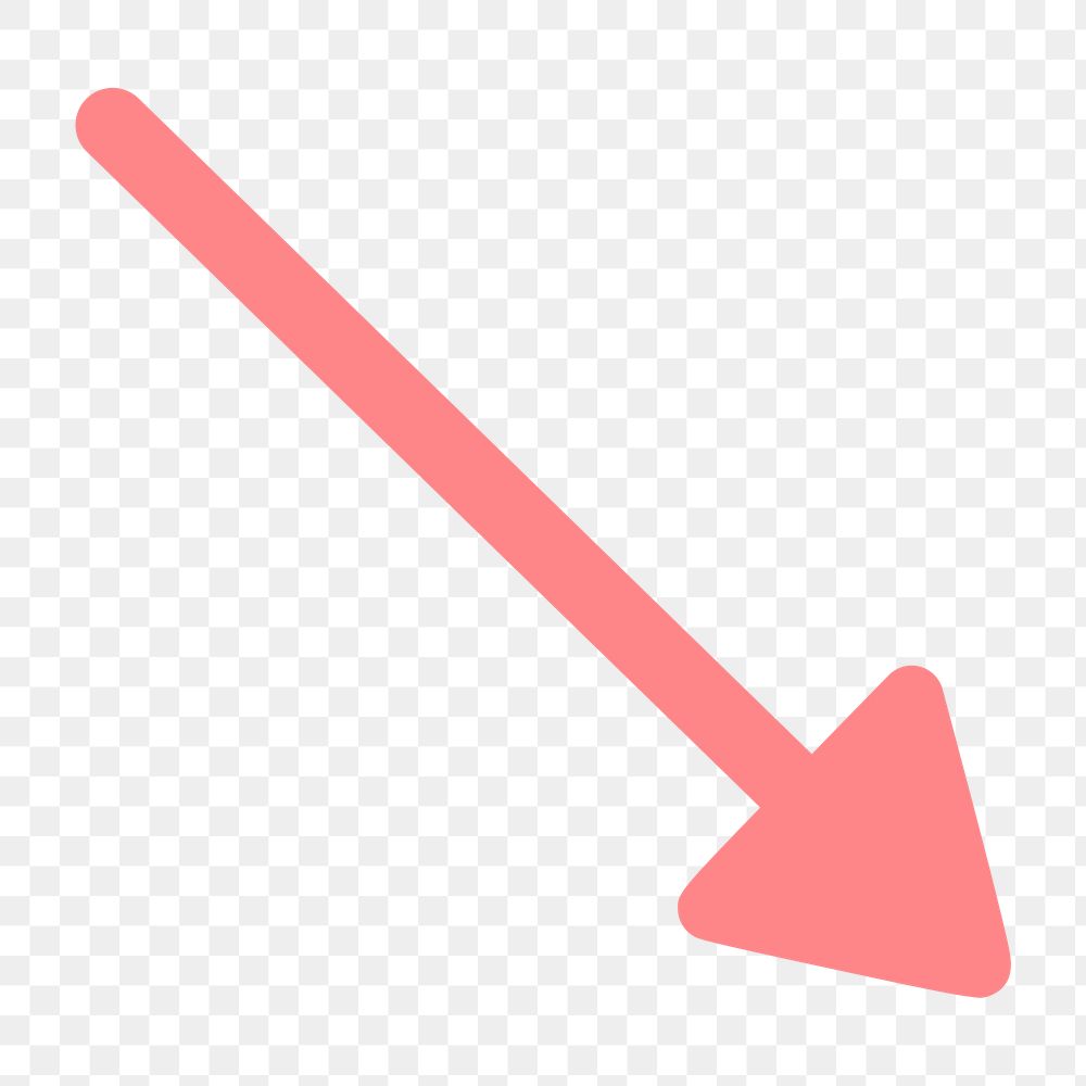 Pink arrow png sticker, minimal doodle design, transparent background