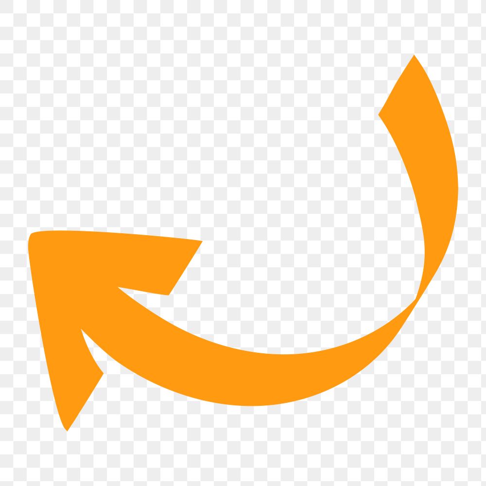 Orange arrow png arrow sticker, cute minimal doodle design, transparent background