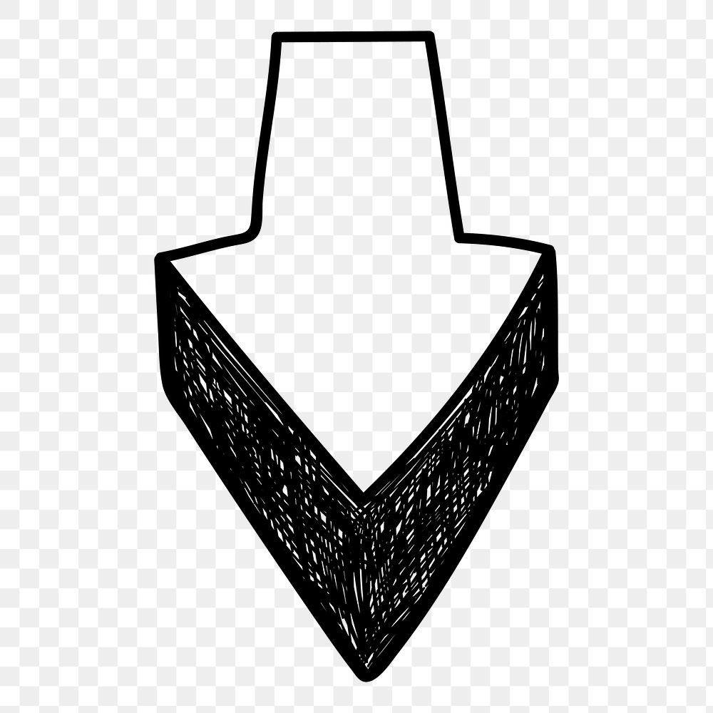 Png arrow sticker, hand drawn black simple doodle, transparent background