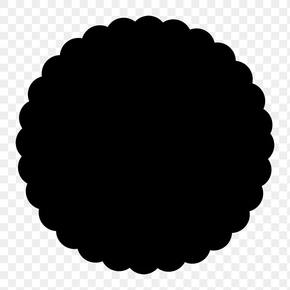 Jagged circle png sticker, simple black design shape, transparent background