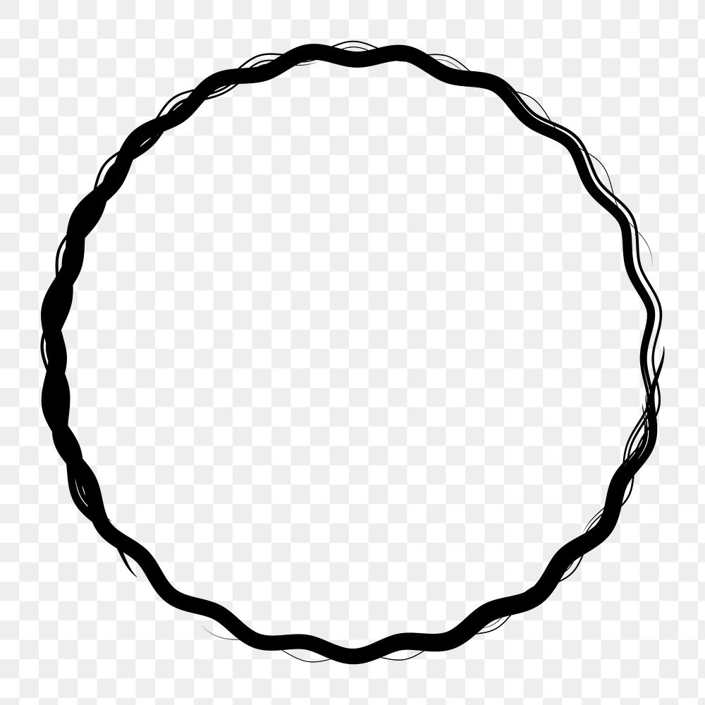Black png sticker, flat graphic pointed circle simple shape design, transparent background