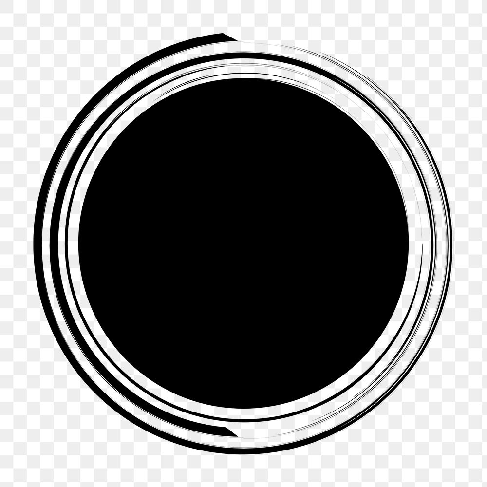 Black png sticker, flat graphic paint circle simple shape design, transparent background