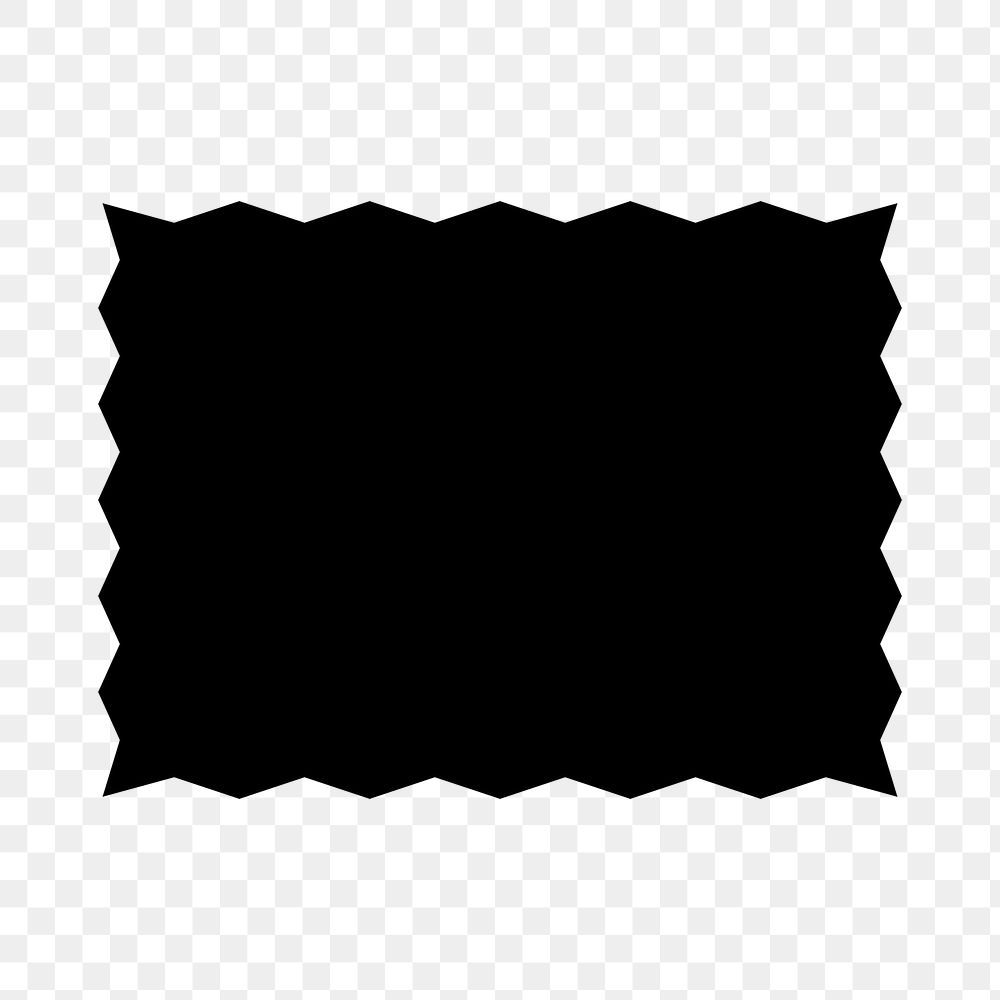 Black jagged rectangular png sticker, minimal shape design, transparent background
