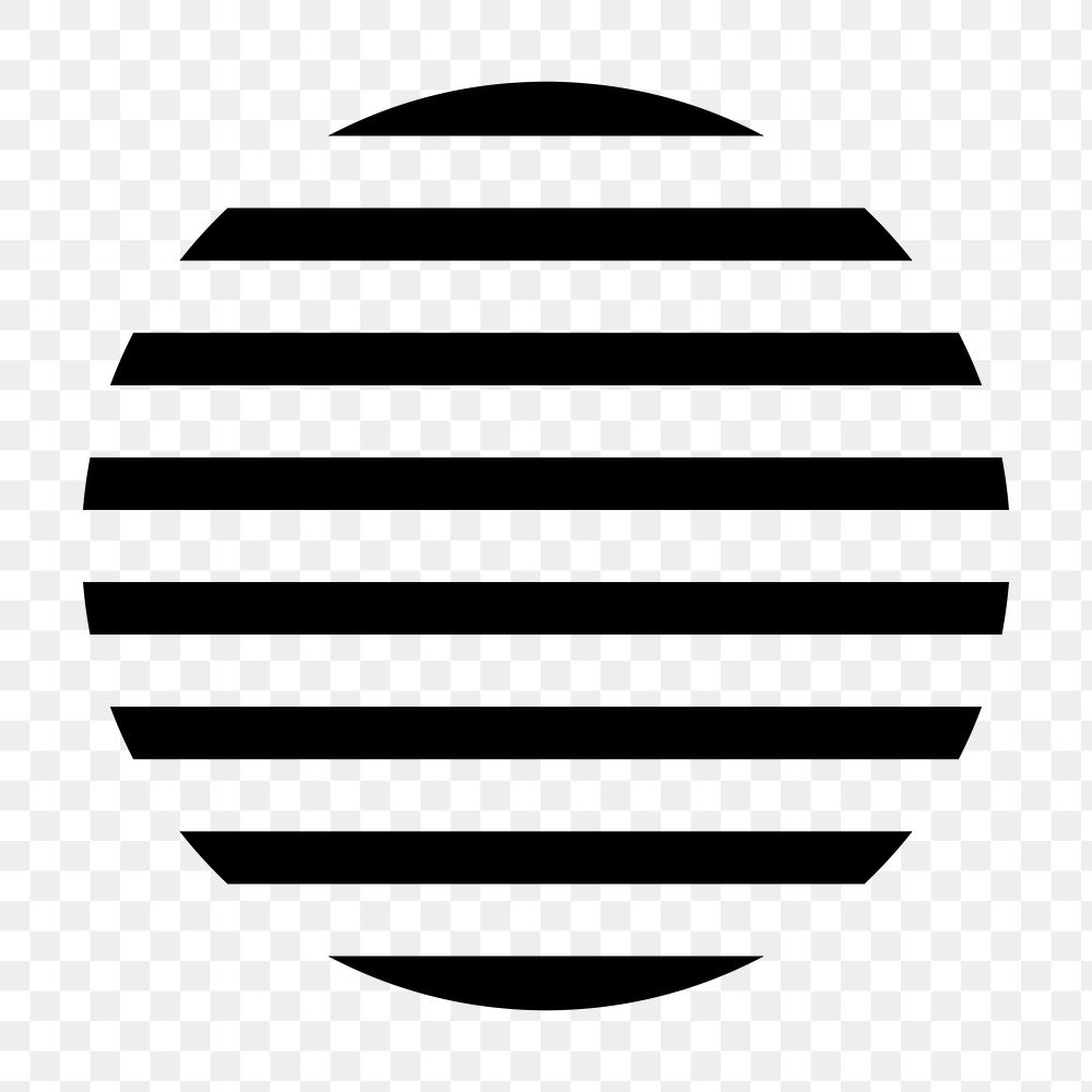 Black striped circle png sticker, basic design, transparent background