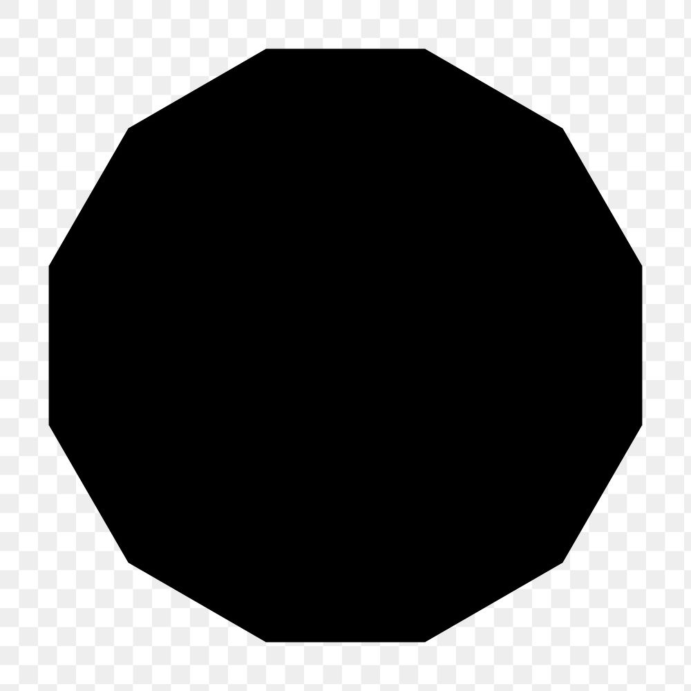 Dodecagon png sticker, simple black design shape, transparent background