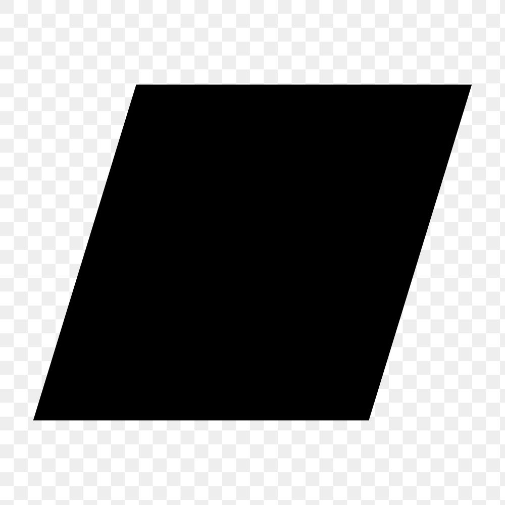 Slanted square png sticker, simple black design shape, transparent background