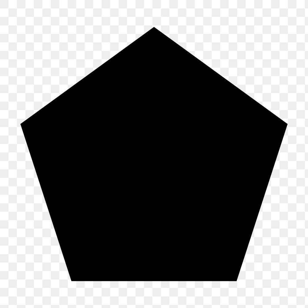 Black png sticker, flat graphic pentagon simple shape design, transparent background