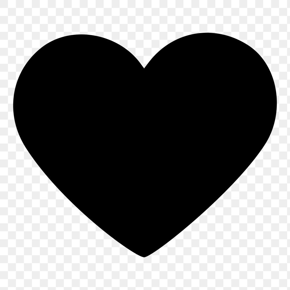 Heart png sticker, simple black design shape, transparent background