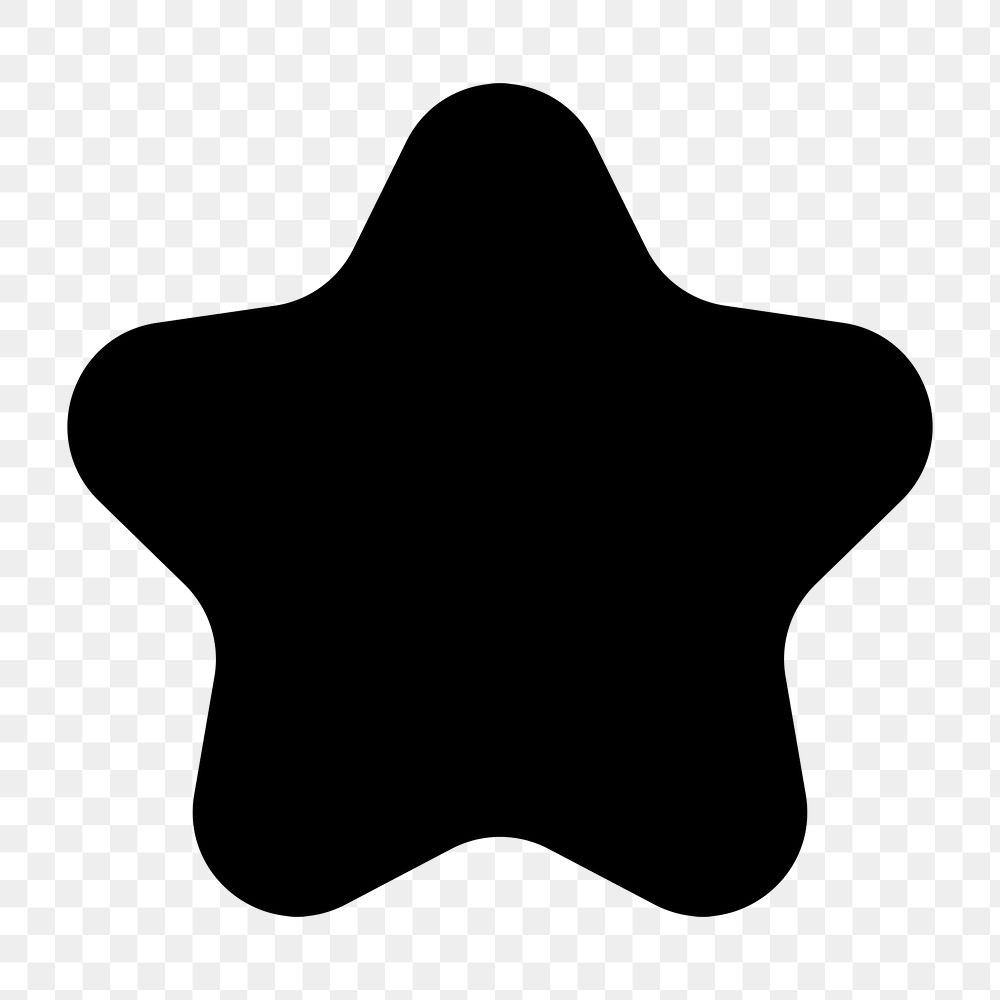 Black png sticker, flat graphic round star simple shape design, transparent background