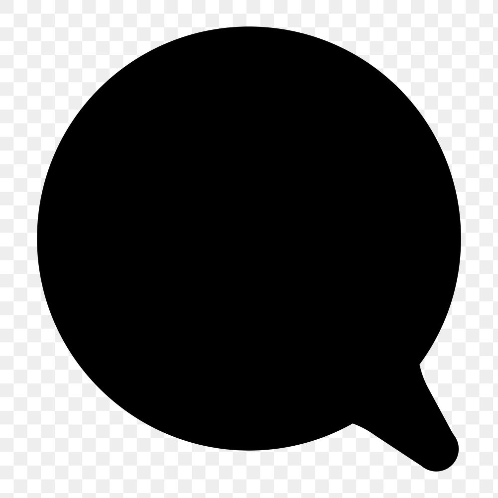Speech bubble png sticker, simple black design shape, transparent background