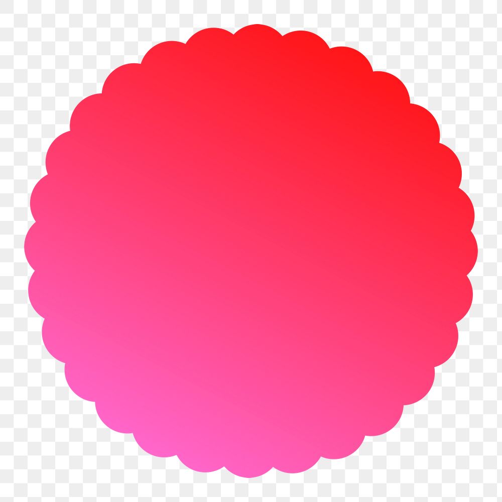 Color gradient png sticker, flat graphic jagged circle simple shape design, transparent background
