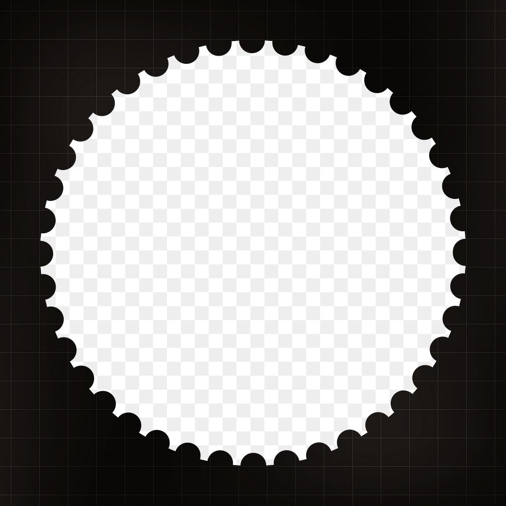 Black png jagged circle frame, basic shape design, transparent background