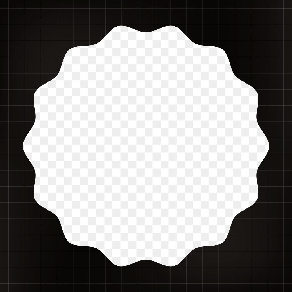 Png jagged circle frame, black minimal shape design, transparent background