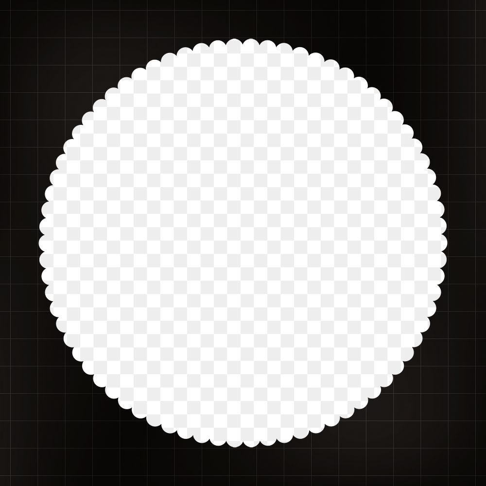 Simple jagged circle png frame, geometric black design, transparent background
