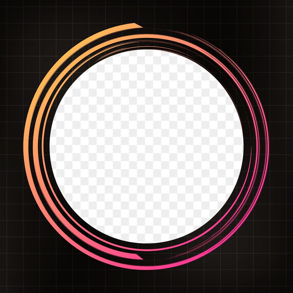 Gradient color png frame, basic circle design, transparent background
