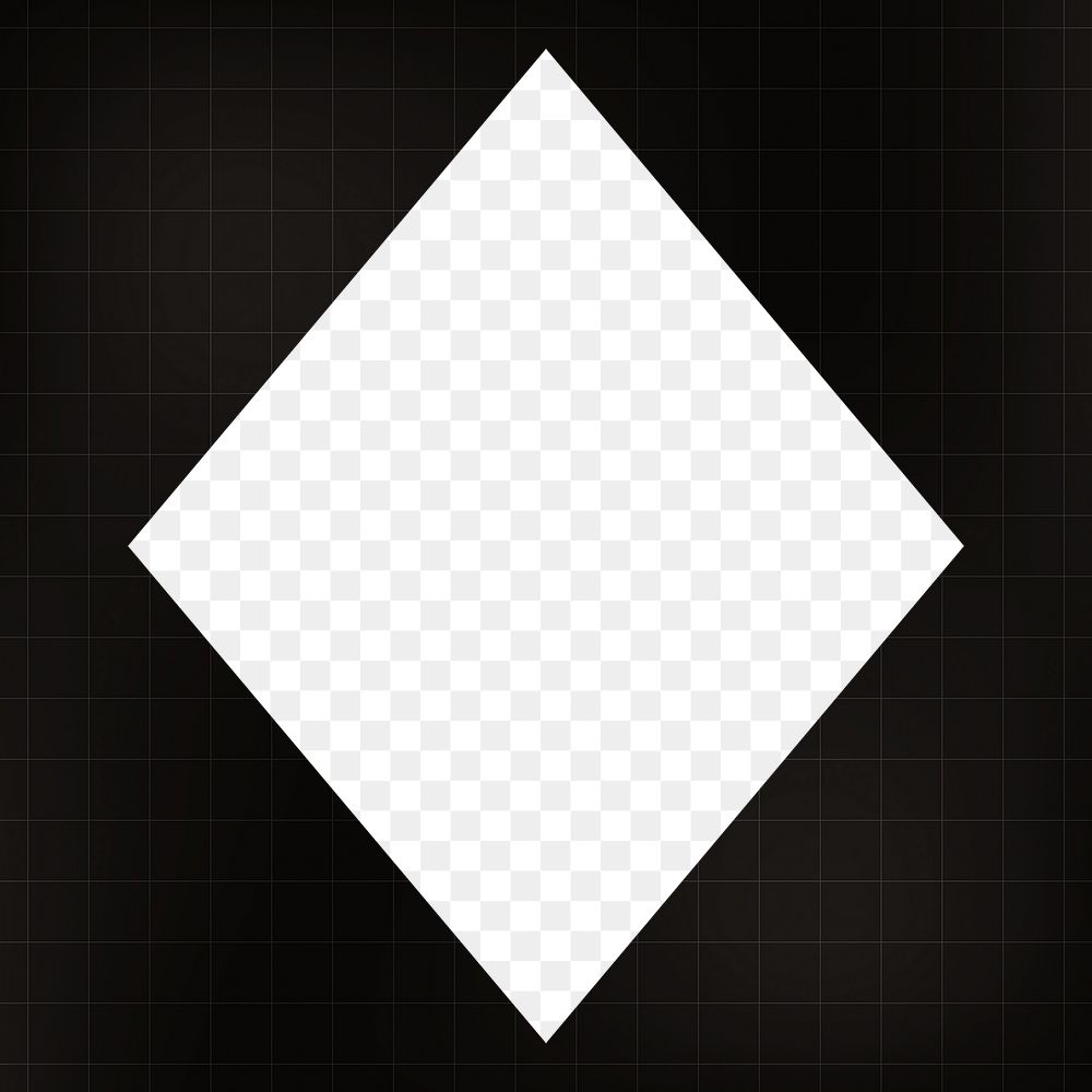 Geometric png design frame, gradient black diamond simple design, transparent background