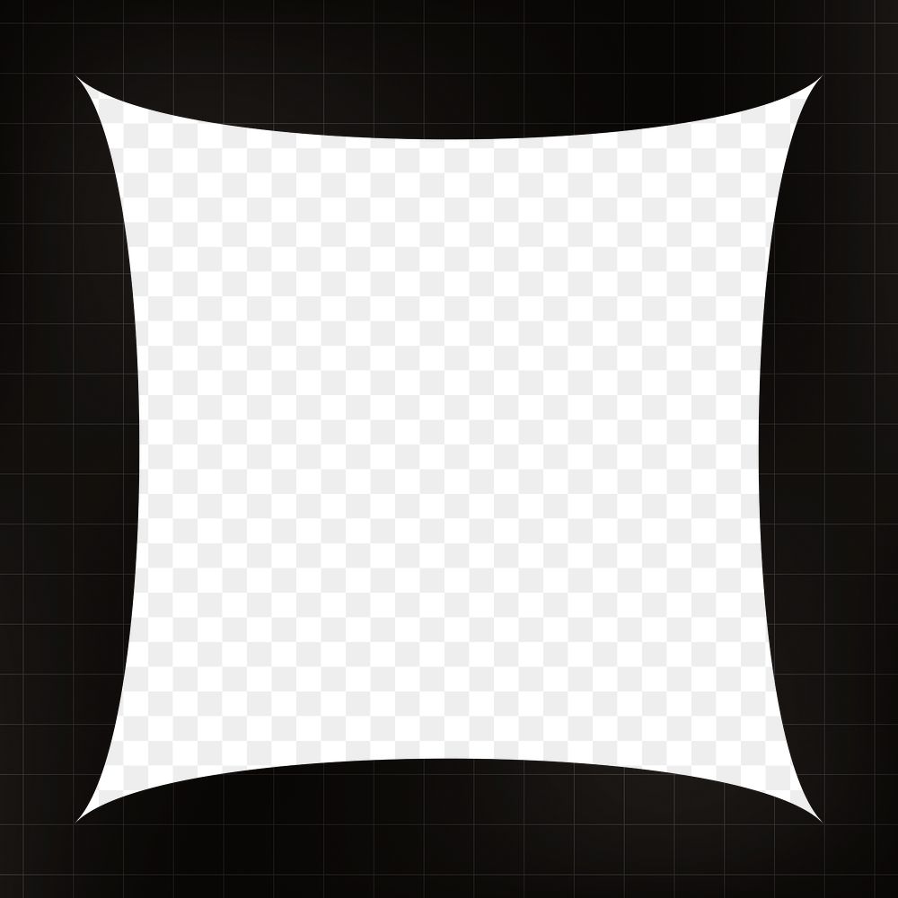 Simple concave square png frame, geometric black design, transparent background