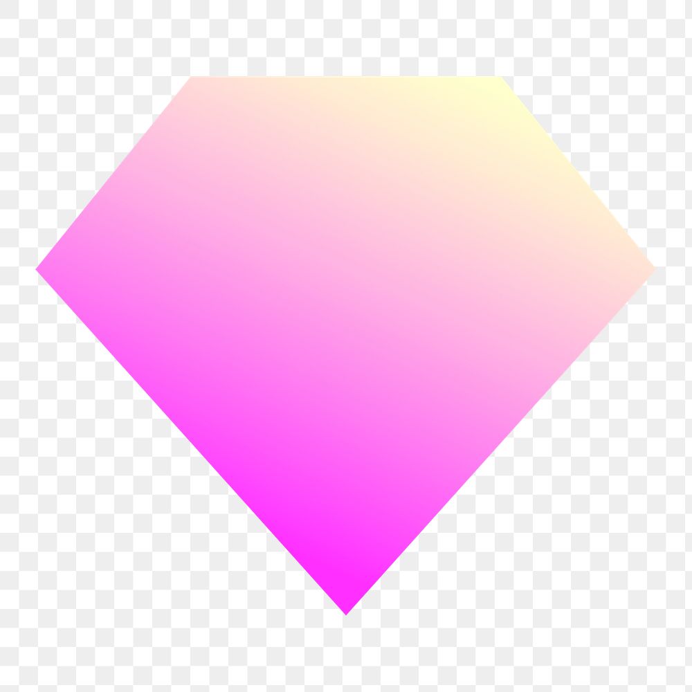 Color gradient png sticker, flat graphic diamond shape simple shape design, transparent background
