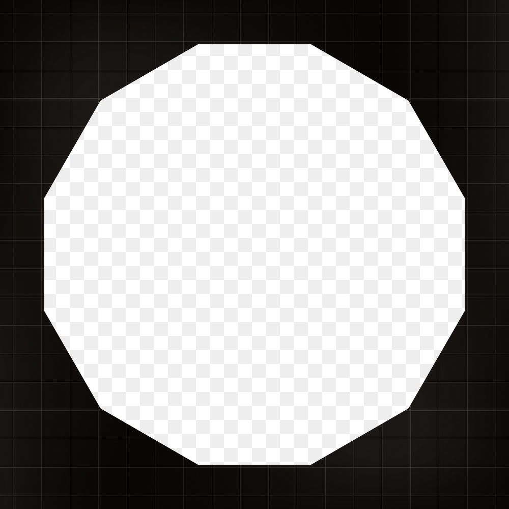 Simple dodecagon png frame, geometric black design, transparent background