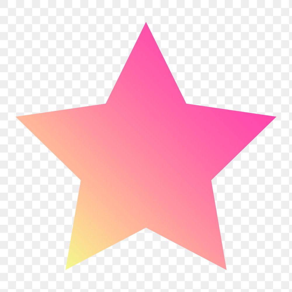 Color gradient png sticker, flat graphic star simple shape design, transparent background