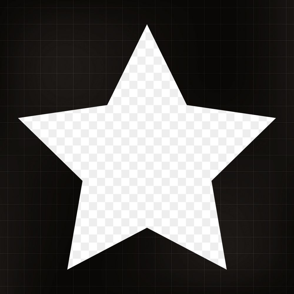 Geometric png design frame, black star simple design, transparent background