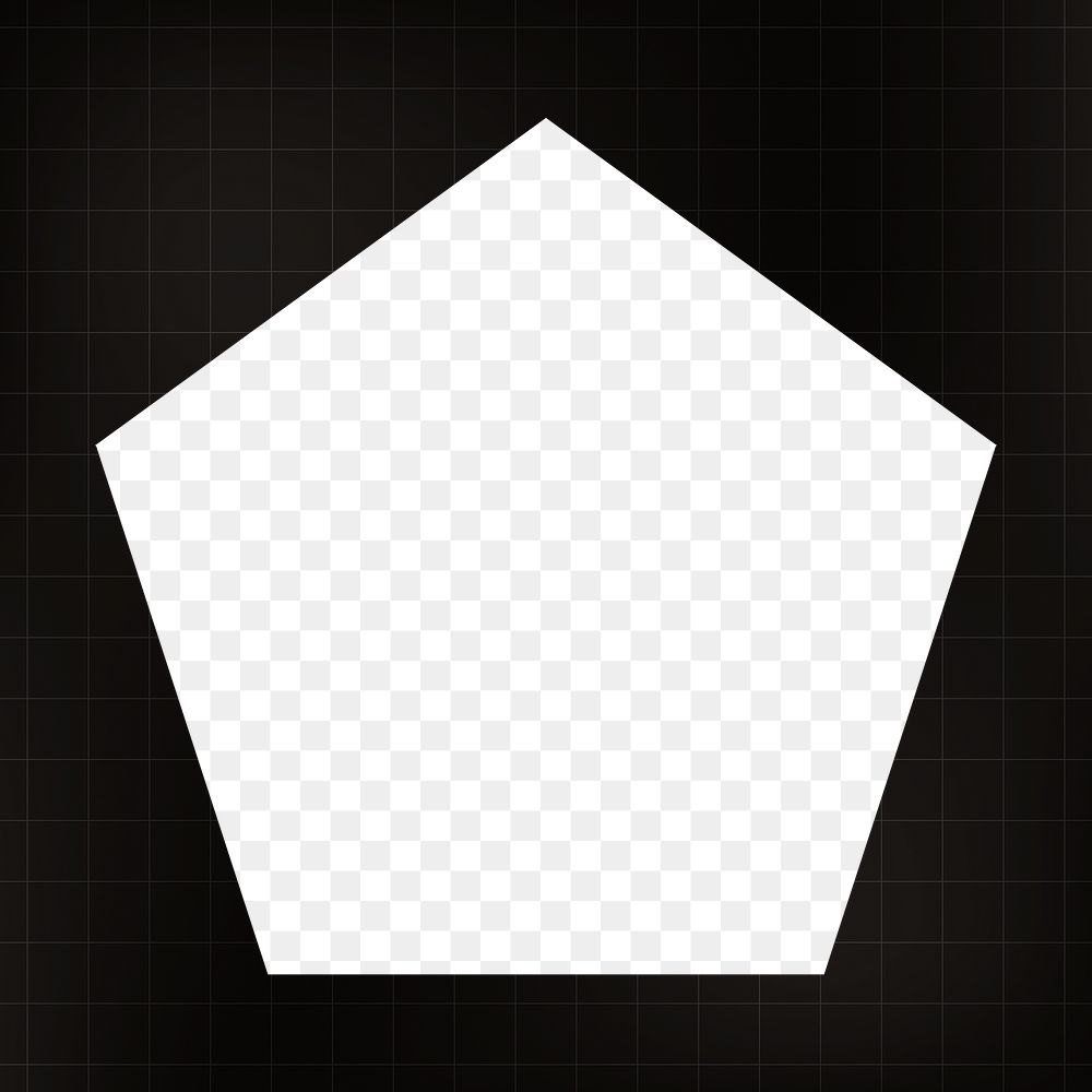 Simple pentagon png frame, abstract geometric black design, transparent background