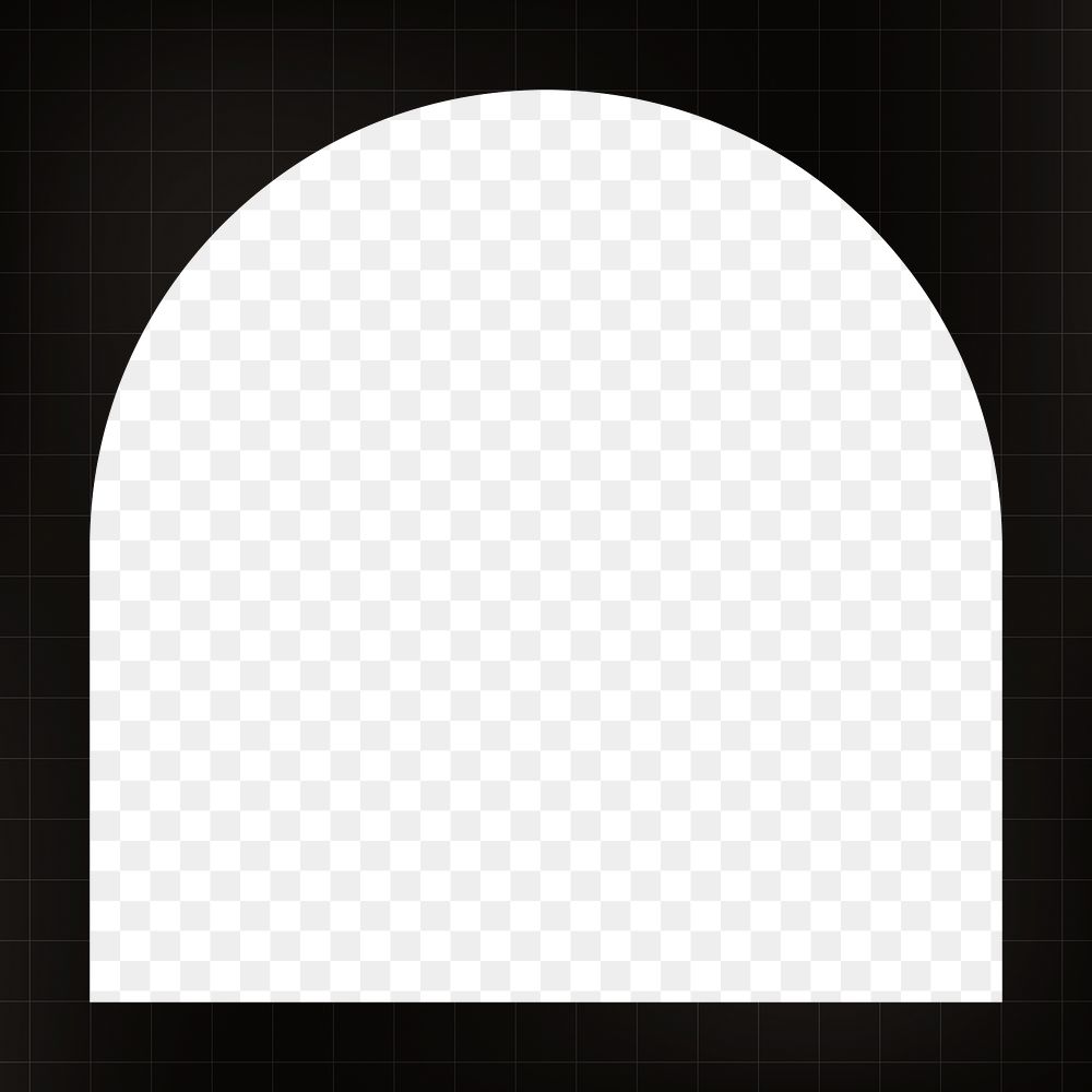 Png arch frame, black minimal shape design, transparent background