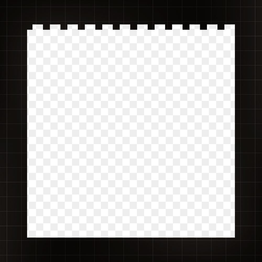 Simple note paper png frame, geometric black design, transparent background