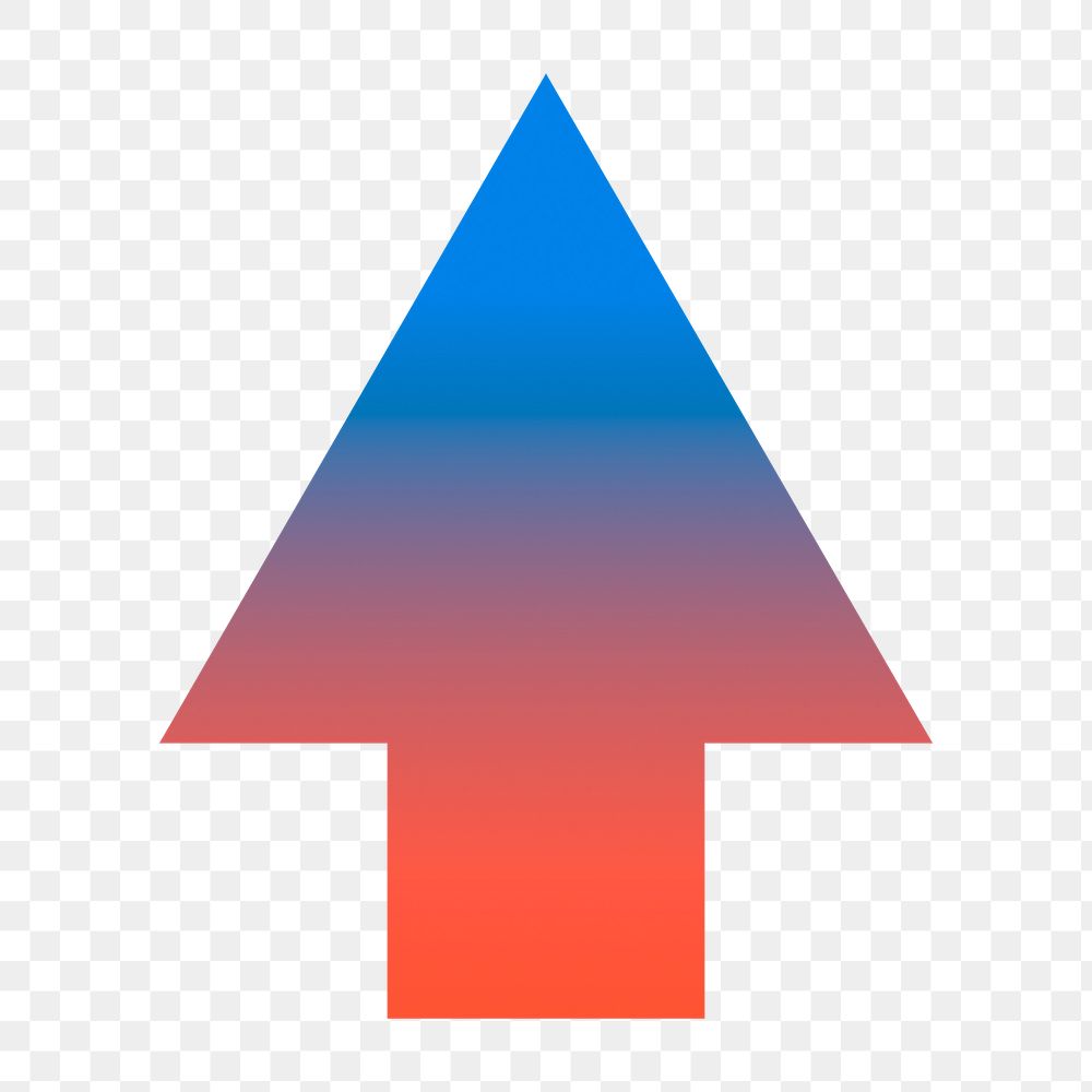 Color gradient png sticker, flat graphic arrow simple shape design, transparent background