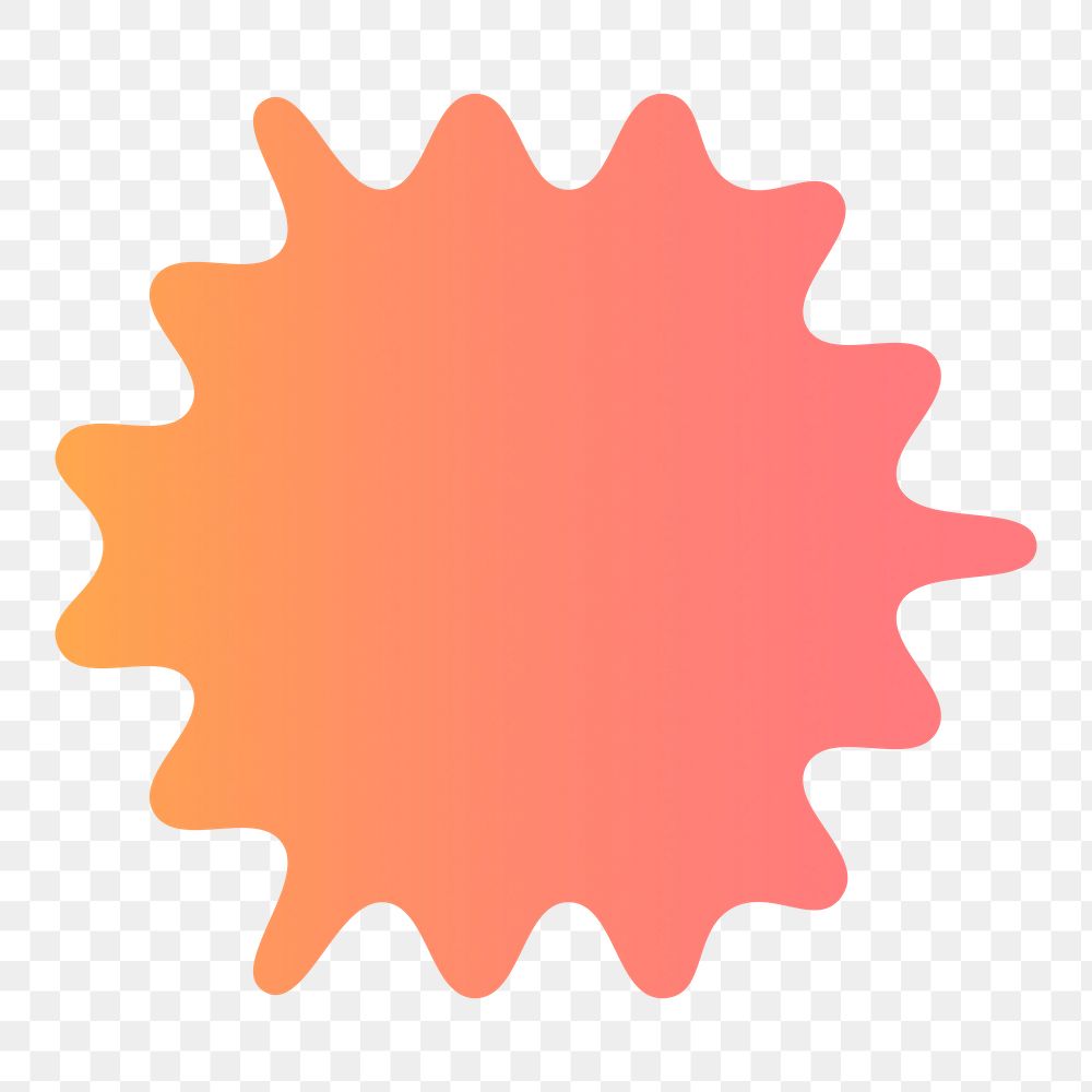 Color gradient png sticker, flat graphic starburst simple shape design, transparent background