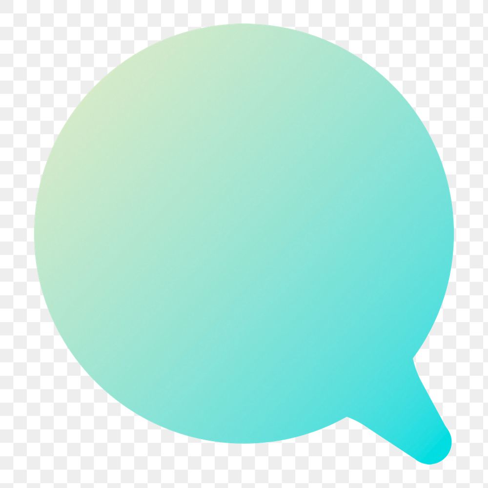 Color gradient png sticker, flat graphic speech bubble simple shape design, transparent background