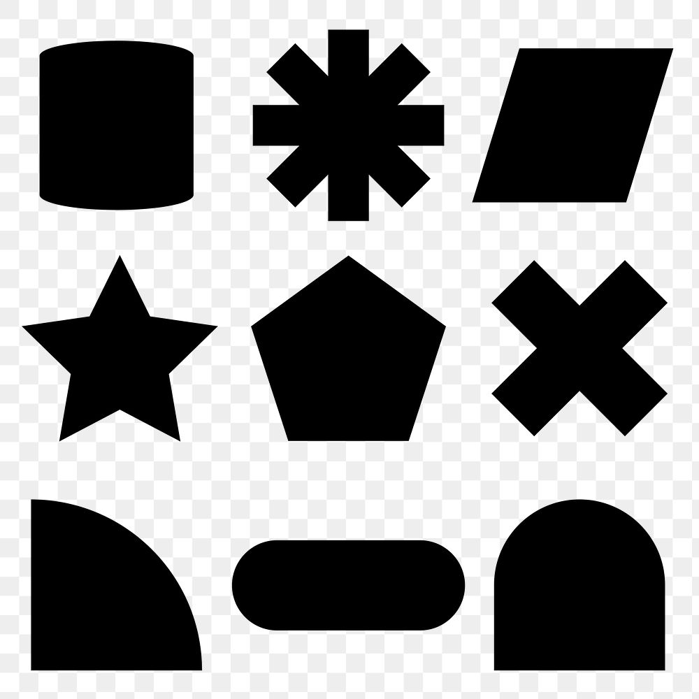 Geometric png stickers, black shape simple design, transparent background