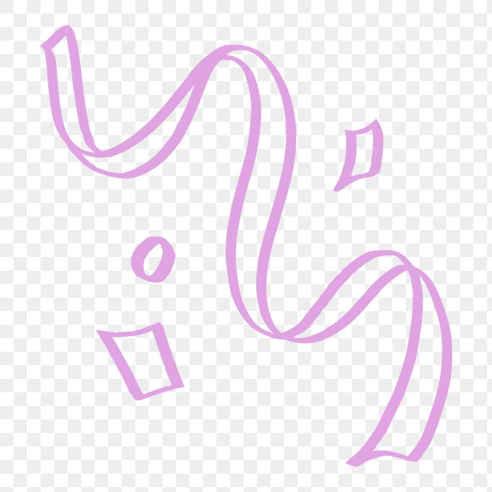 Cute ribbon doodle png clipart, design element, transparent background 
