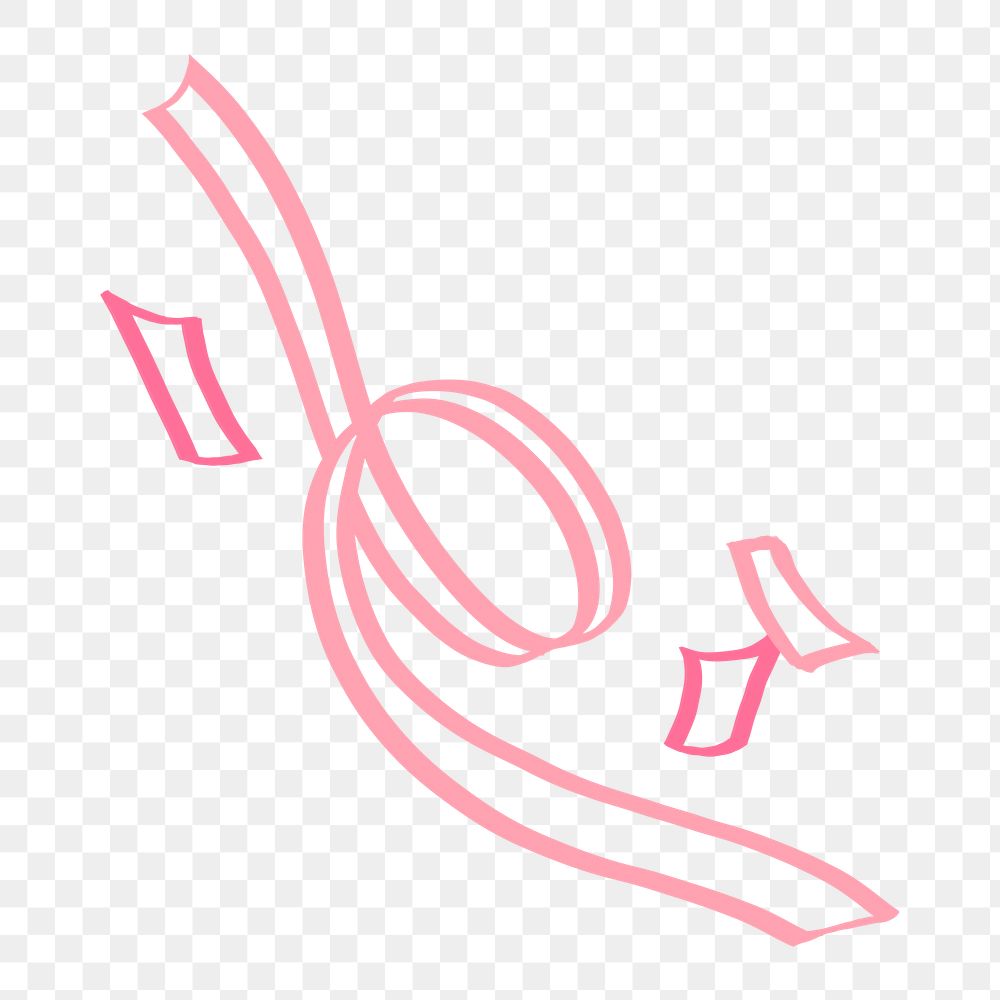 Pink ribbon doodle png clipart, design element, transparent background 