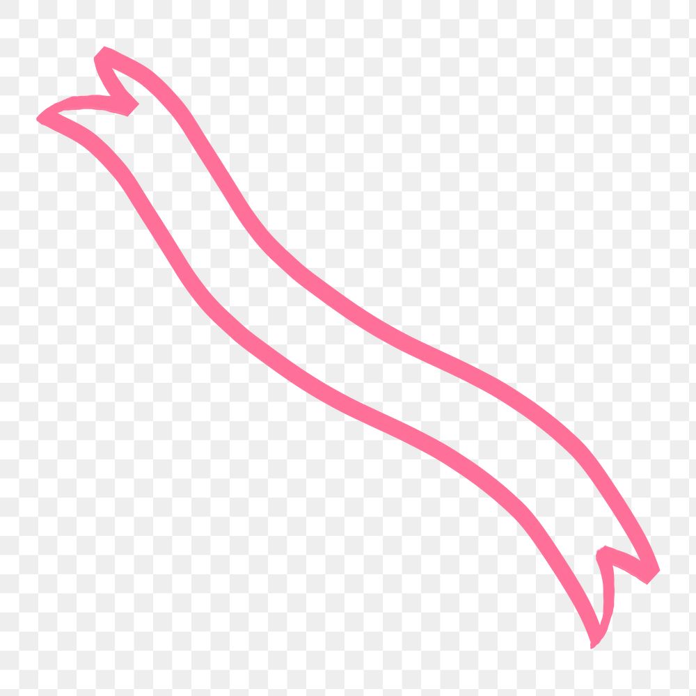Pink ribbon doodle png clipart, design element, transparent background 