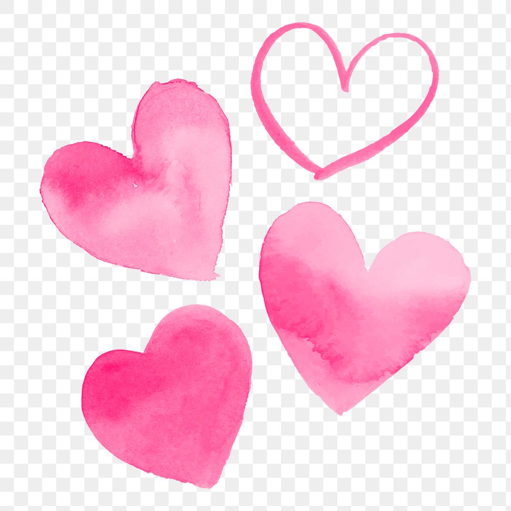 Heart png sticker, pink watercolor element, transparent background