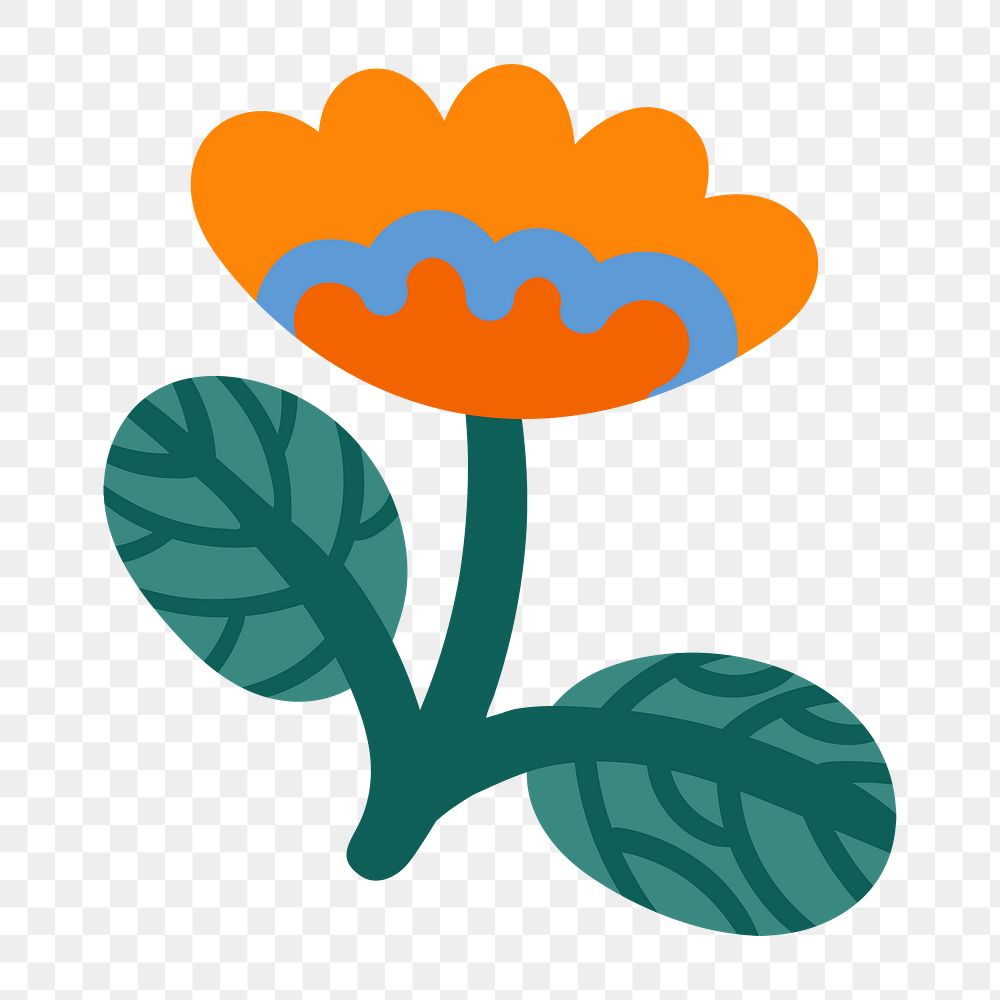 Orange flower png sticker, transparent background