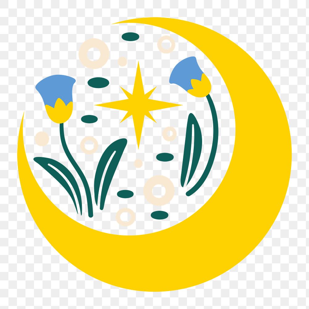 Crescent moon png sticker, nature illustration, transparent background