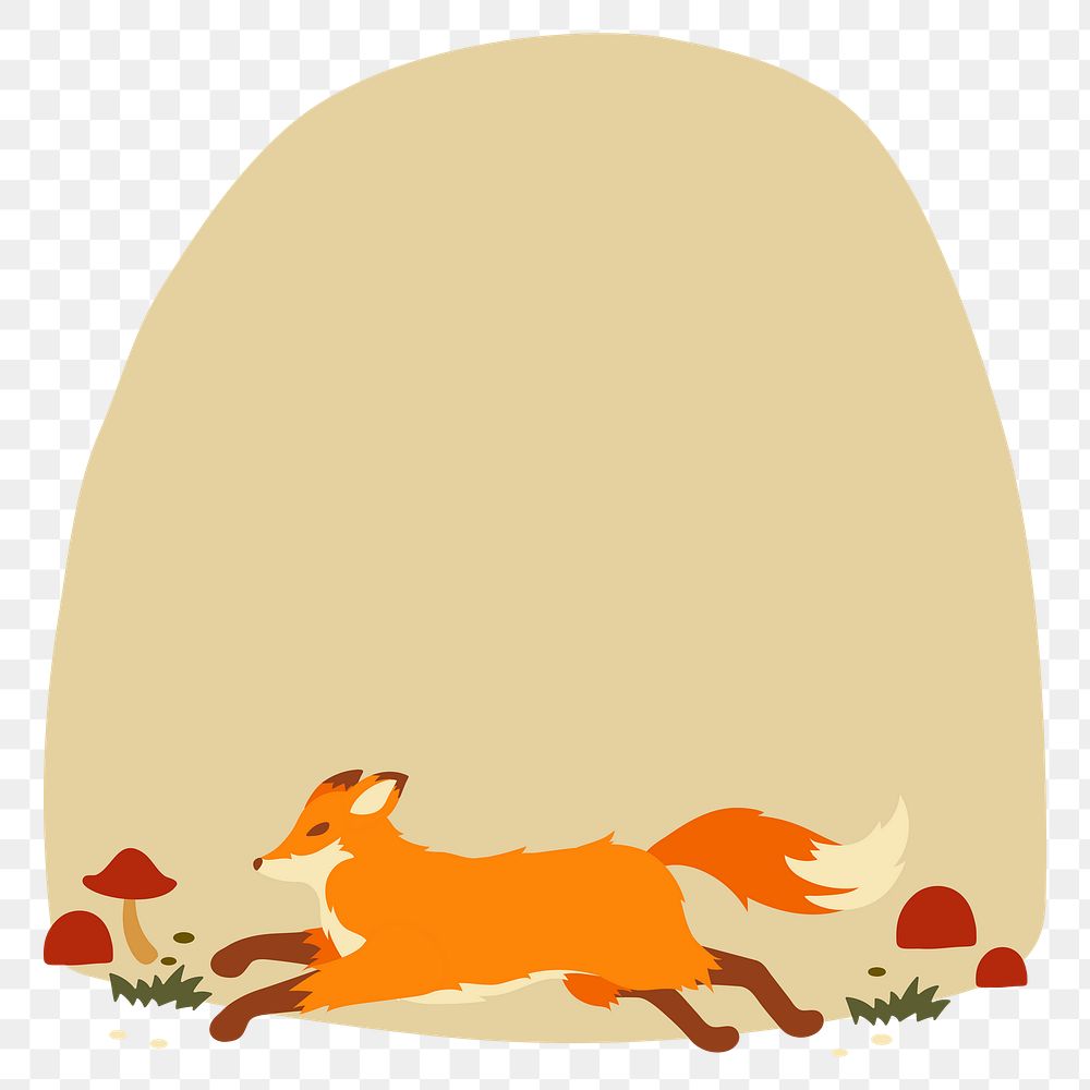 Cute fox png frame, animal illustration, transparent background