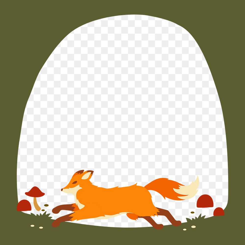 Cute fox png frame, animal illustration, transparent design
