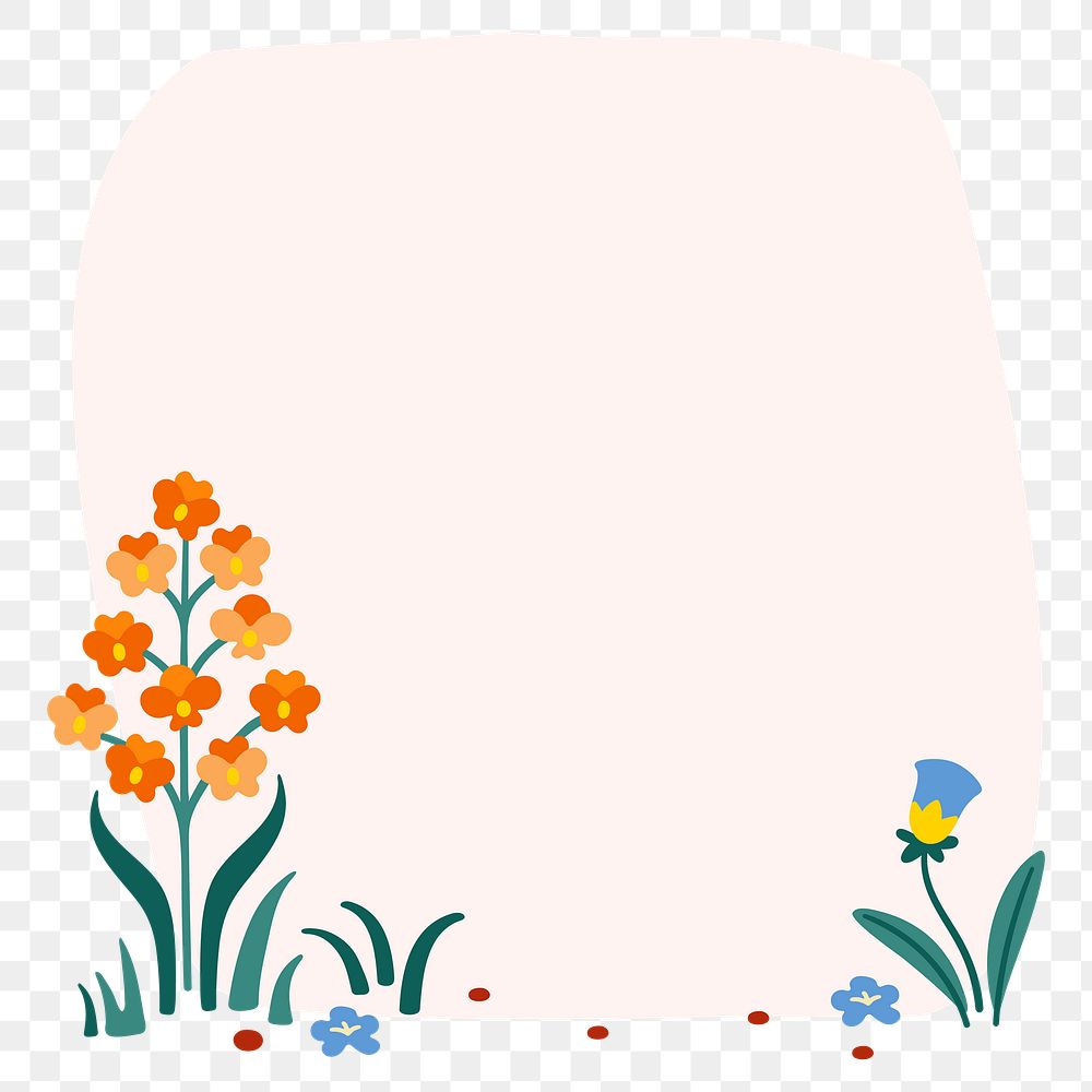 Cute flower png frame, nature illustration, transparent background