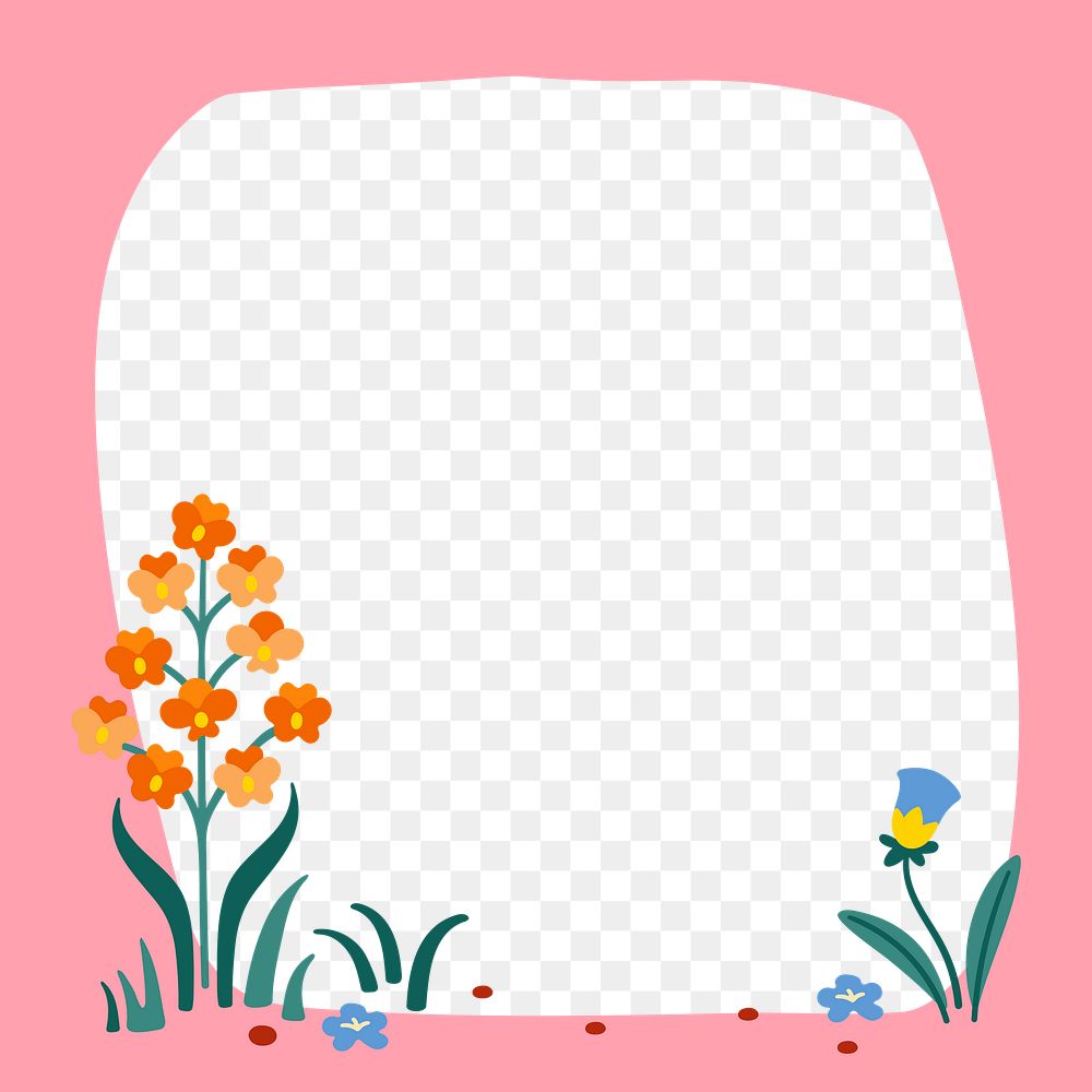 Cute flower png frame, nature illustration, transparent design
