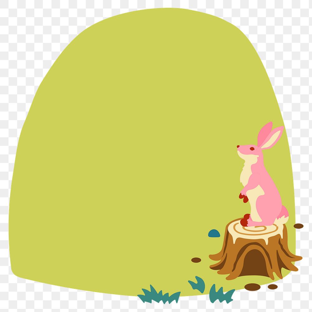 Cute rabbit png frame, animal illustration, transparent background