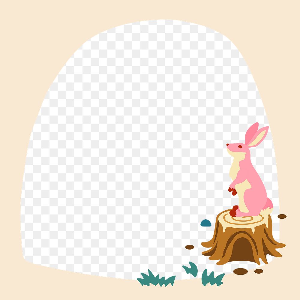 Cute rabbit png frame, animal illustration, transparent design