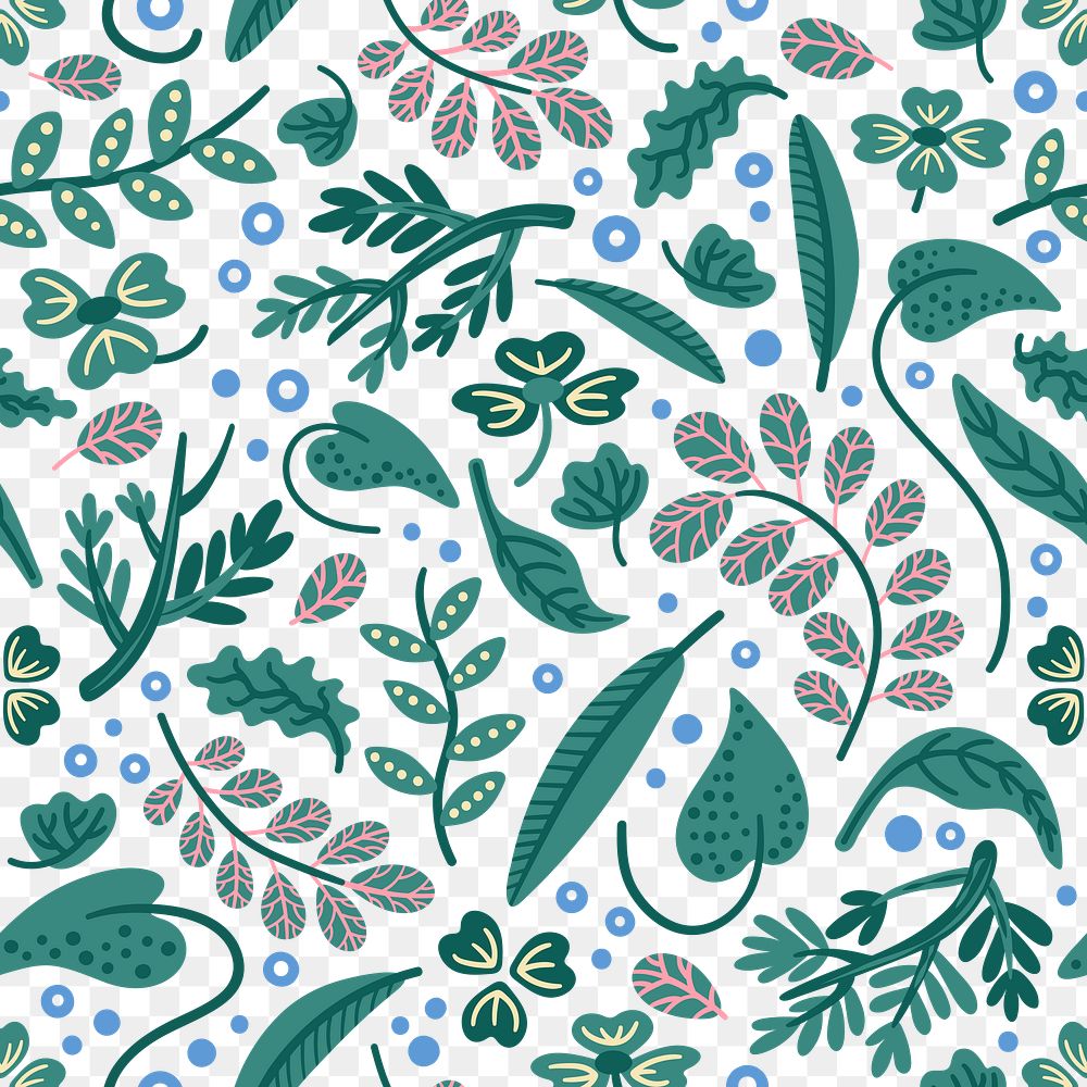 Leaf png seamless pattern, transparent background