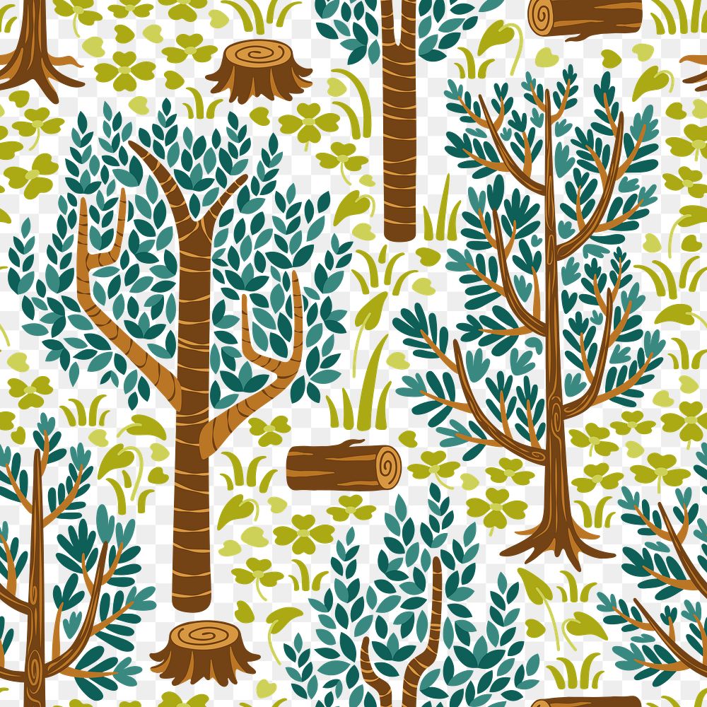Jungle png seamless pattern, transparent background